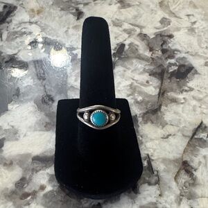 Silver Ring with Turquoise Cabochon size 6